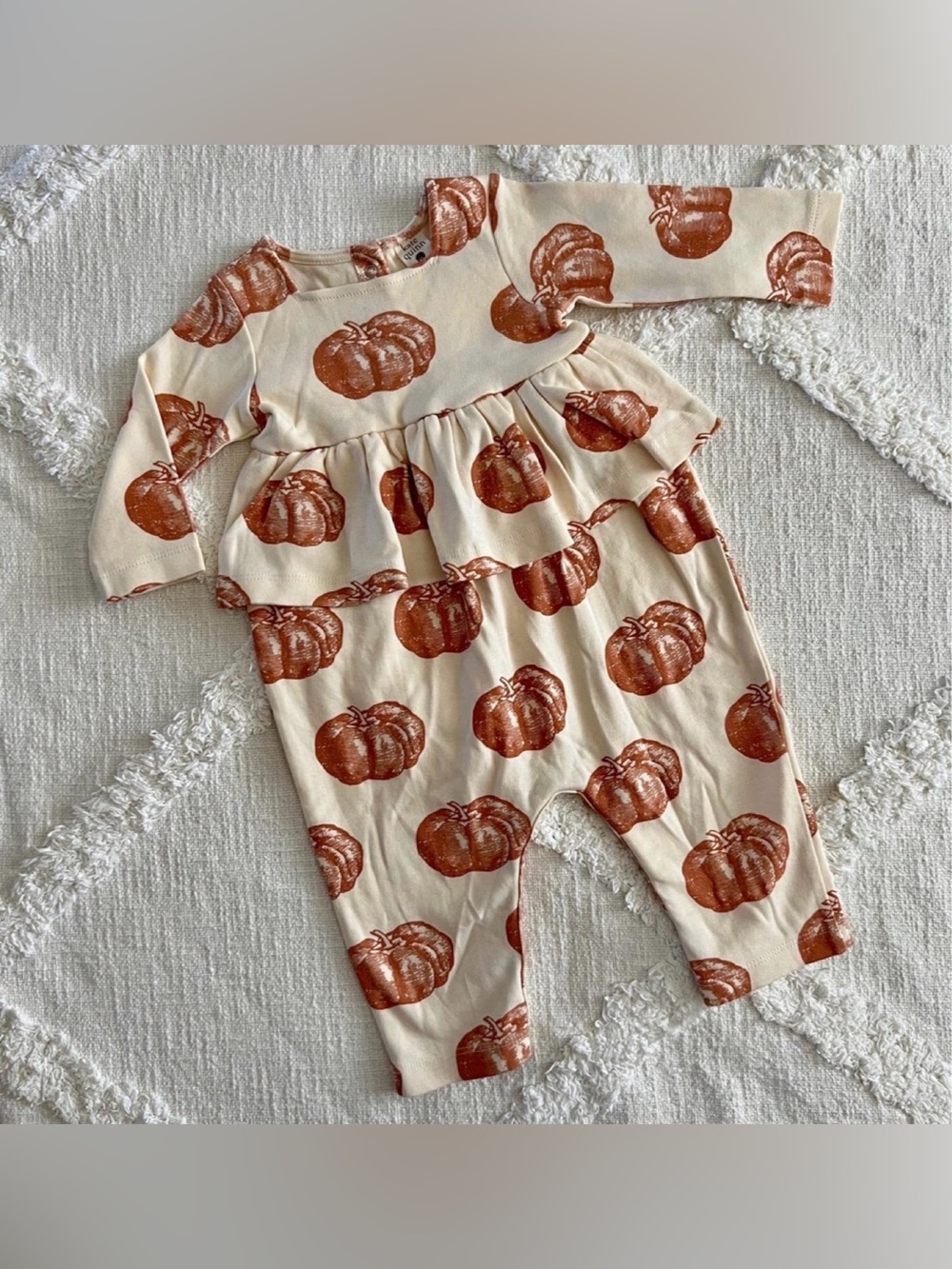 Cream Pumpkin Print Ruffle Jumpsuit